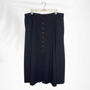 Toronto Vintage Midi Skirt Size 18 Navy Blue Button Down Viscose Blend